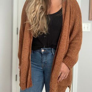 Chenille Knit Cardigan Sweater Brown | Size L
